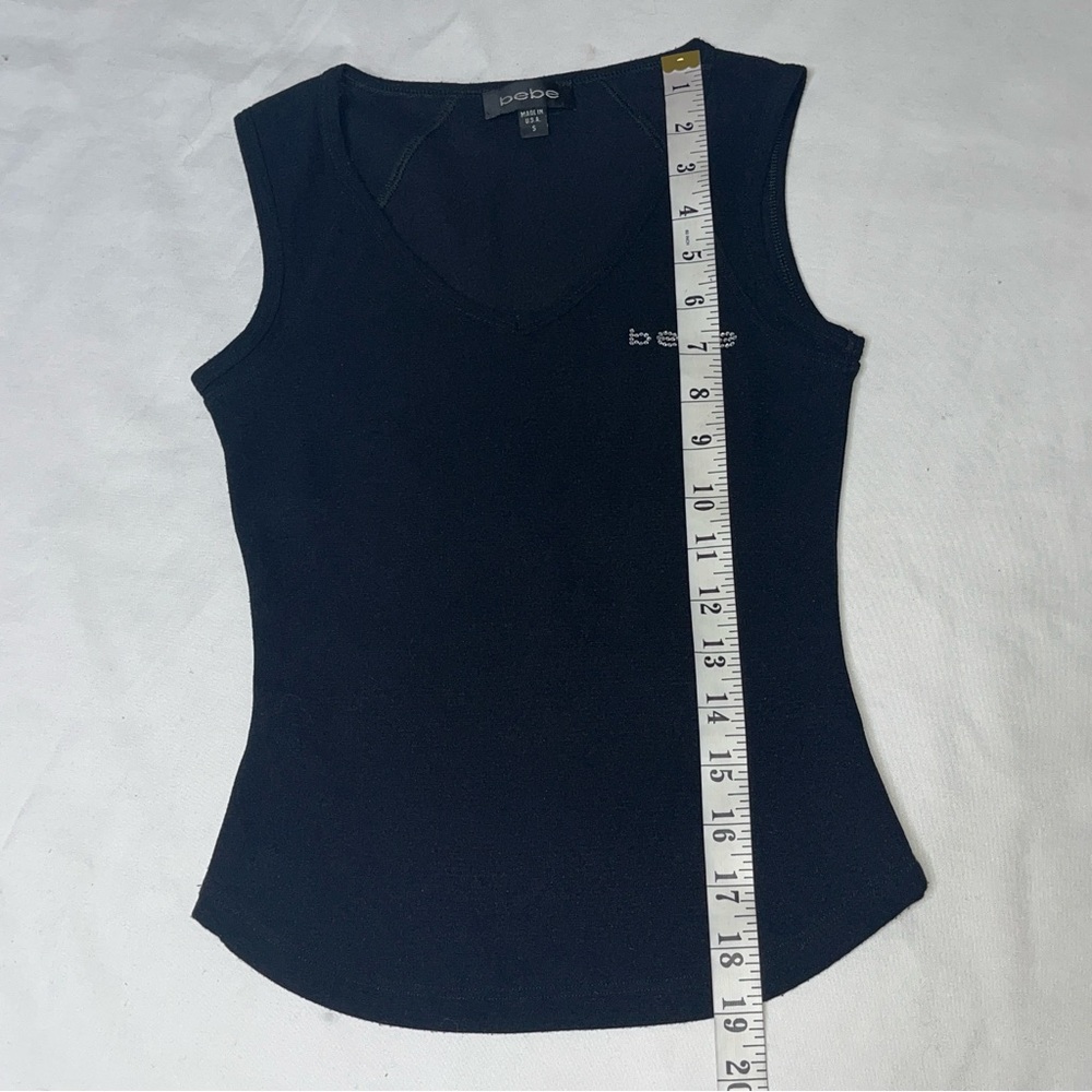 bebe Black Rhinestone Logo Tank Top - Picture 12 of 14